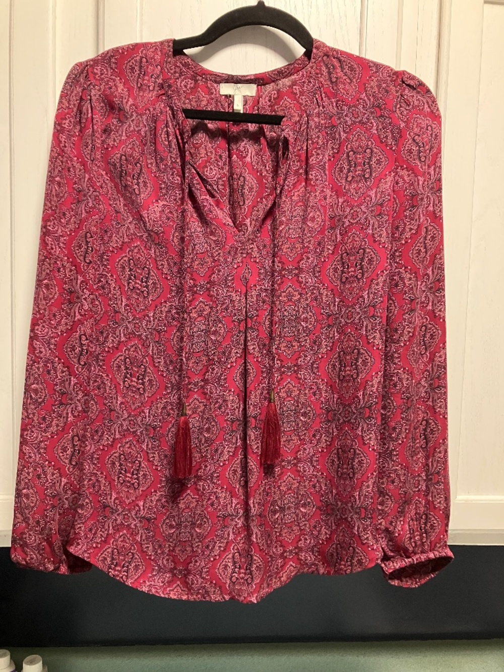 Joie Silk Fuchsia Print Blouse Size Small